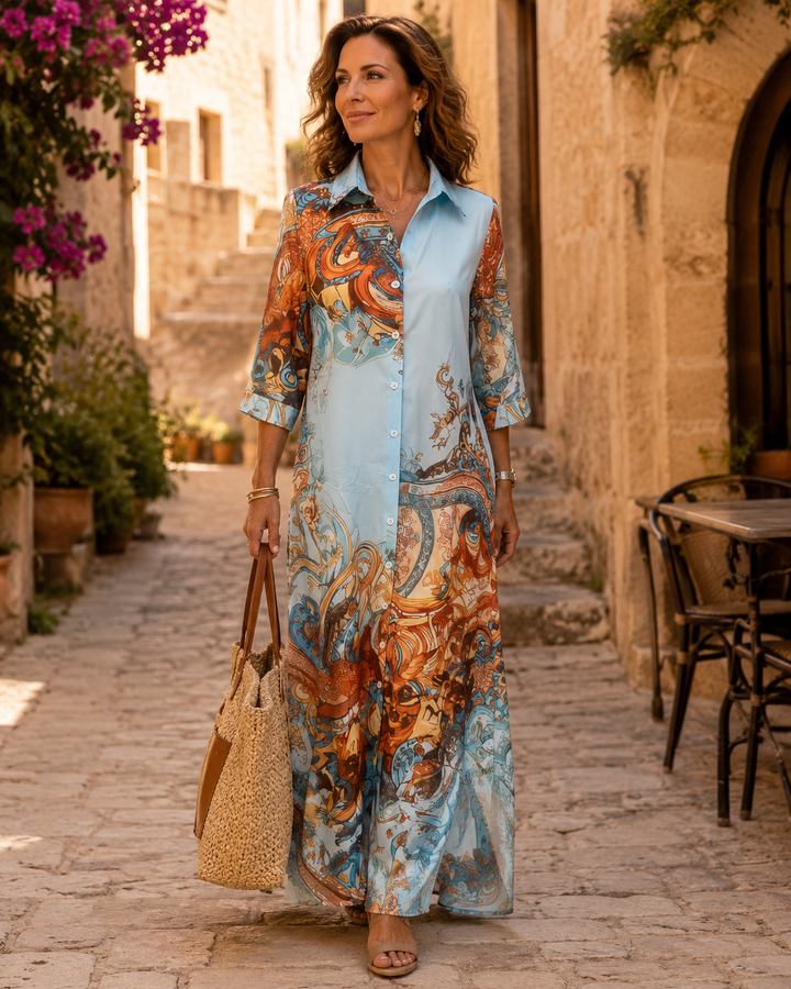 Joséphine | Robe chemisier méditerranéenne