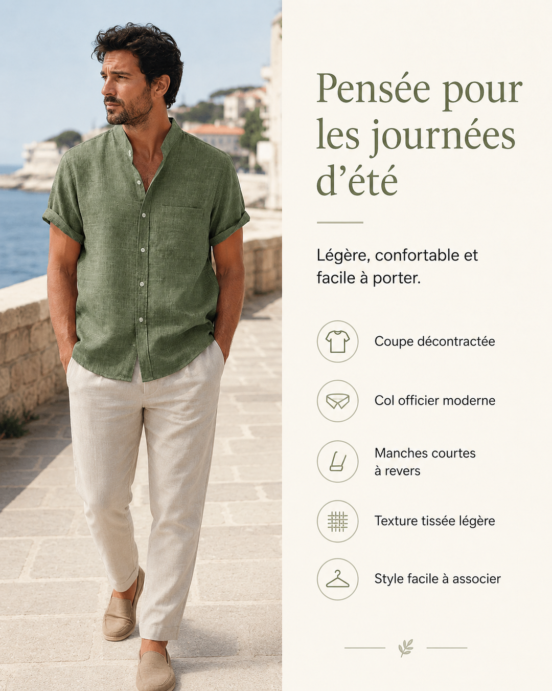Alban | Chemise légère à col officier