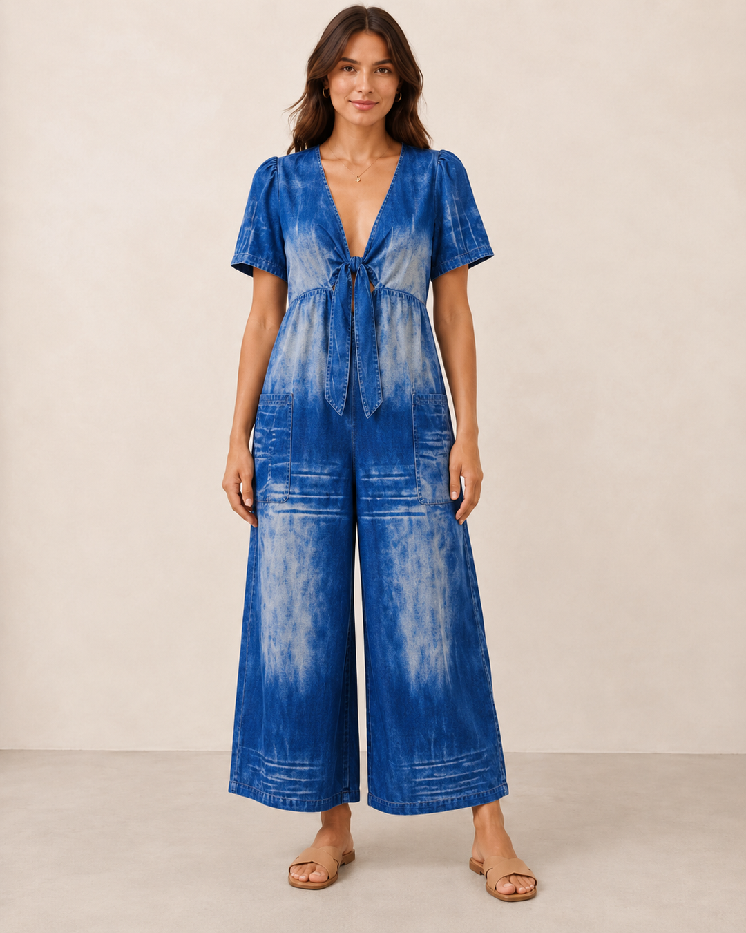 Aurore | Combinaison look denim à nouer
