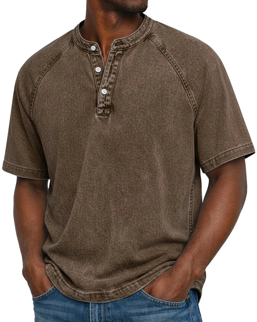 Basile | T-shirt henley effet délavé