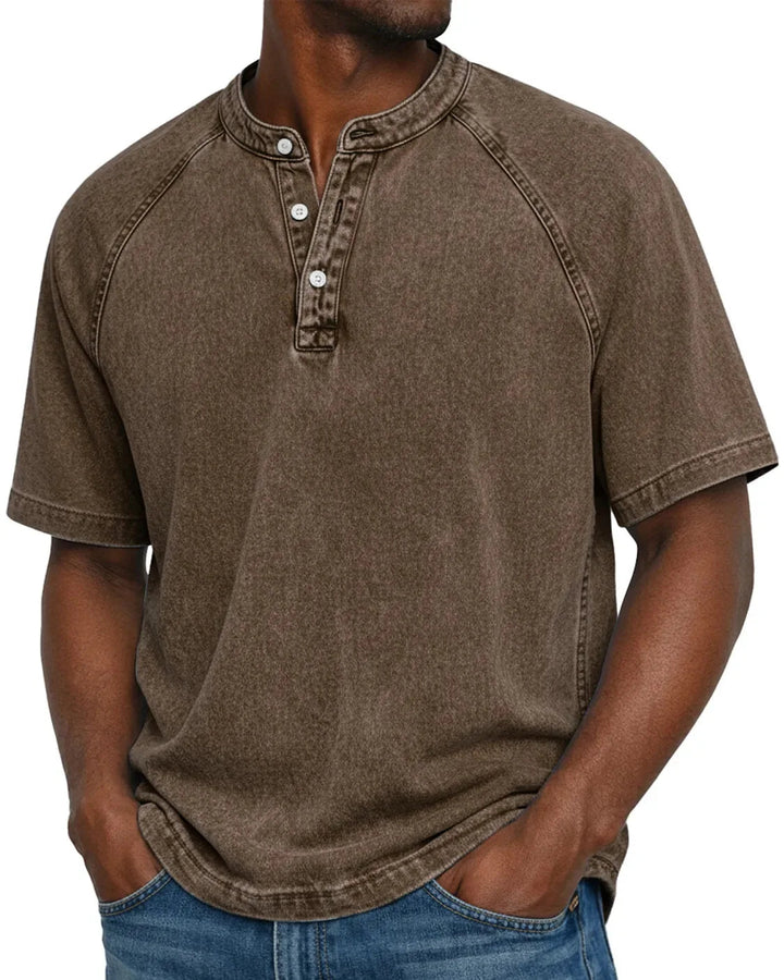 Basile | T-shirt henley effet délavé