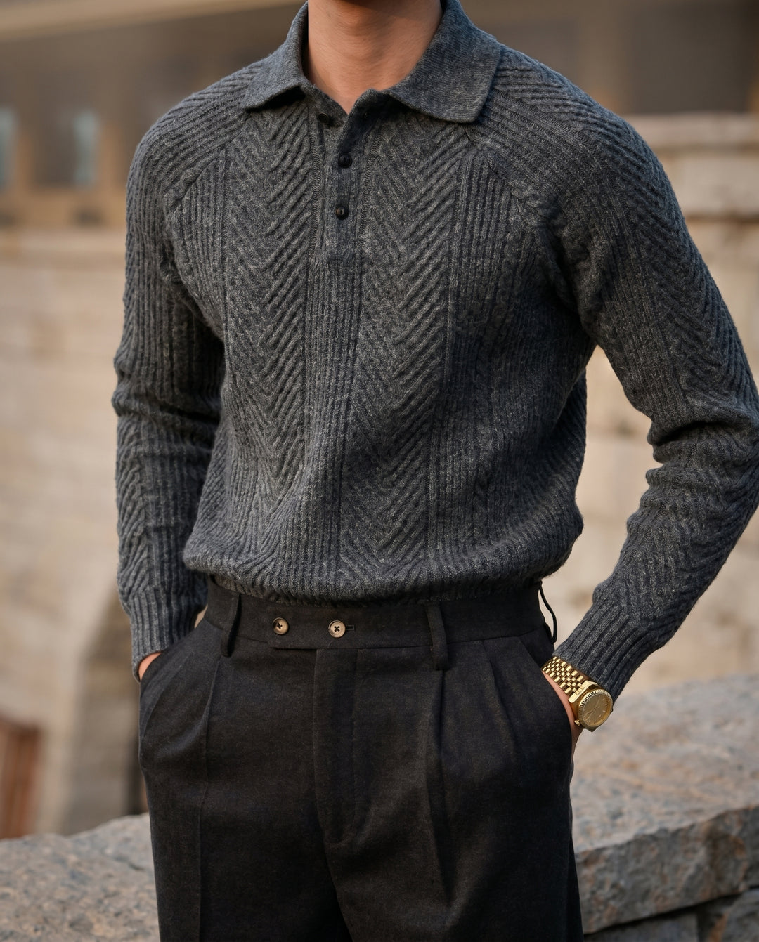 Célian | Pull en maille à col