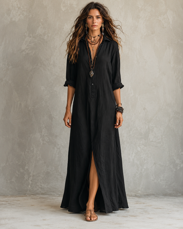 Élodie | Robe maxi noire fluide