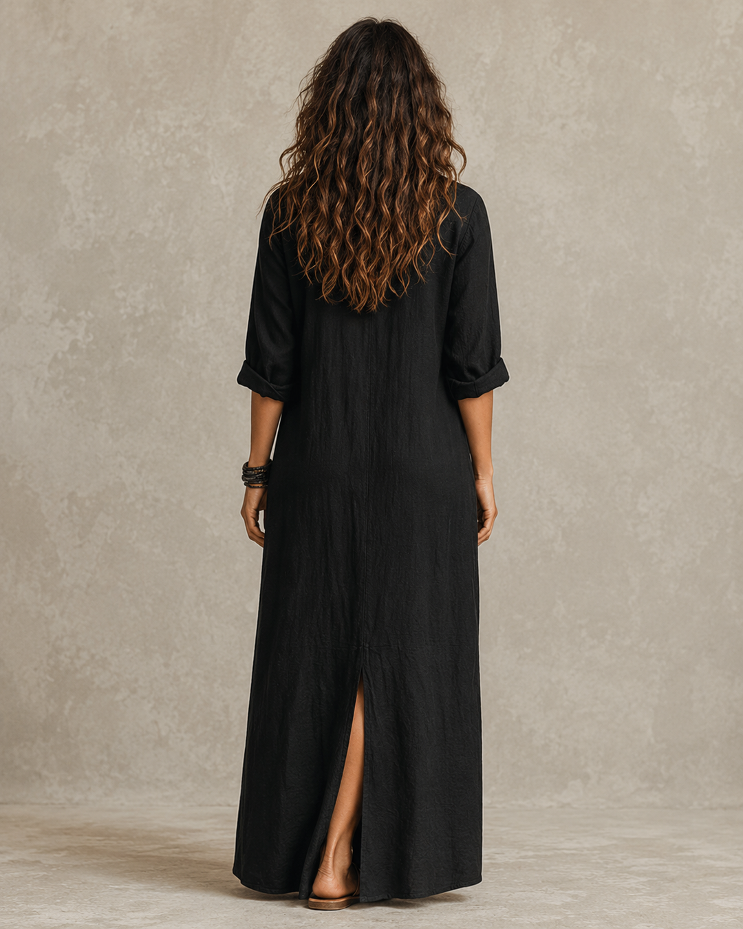 Élodie | Robe maxi noire fluide