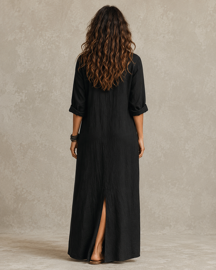 Élodie | Robe maxi noire fluide