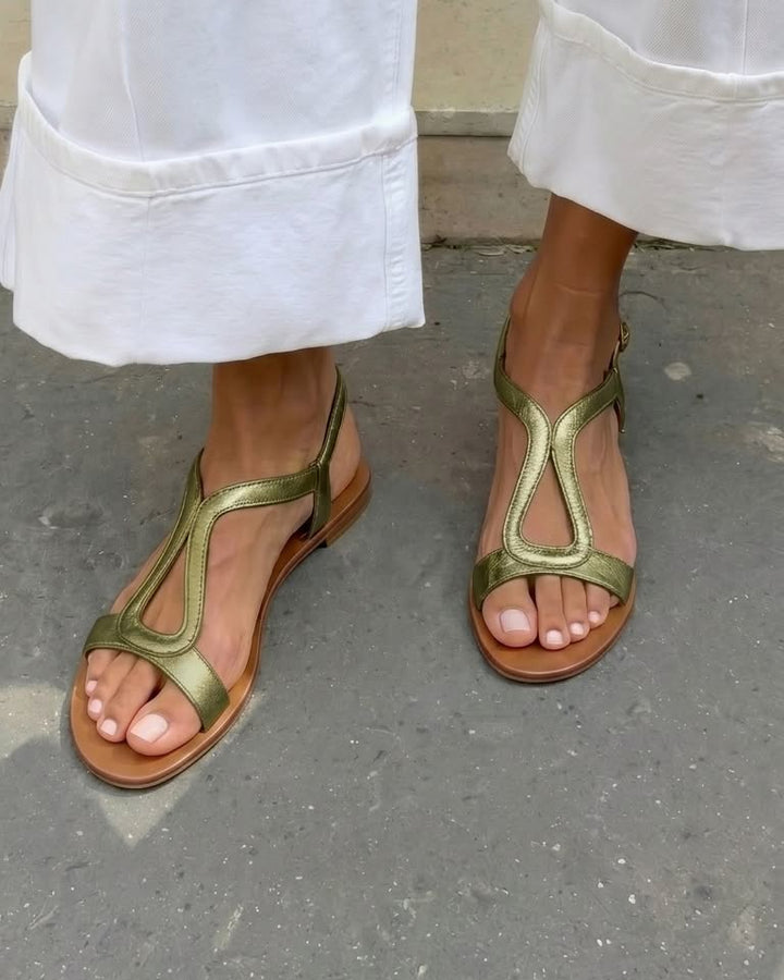 Éva | Sandales plates à bride centrale