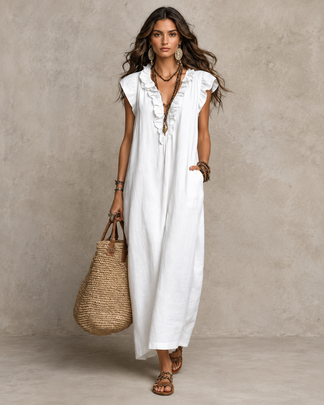 Juliette | Robe longue en mélange lin-coton