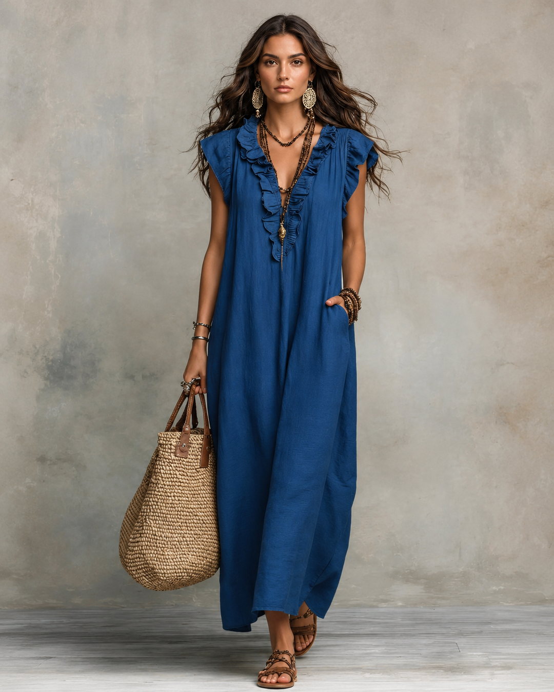 Juliette | Robe longue en mélange lin-coton