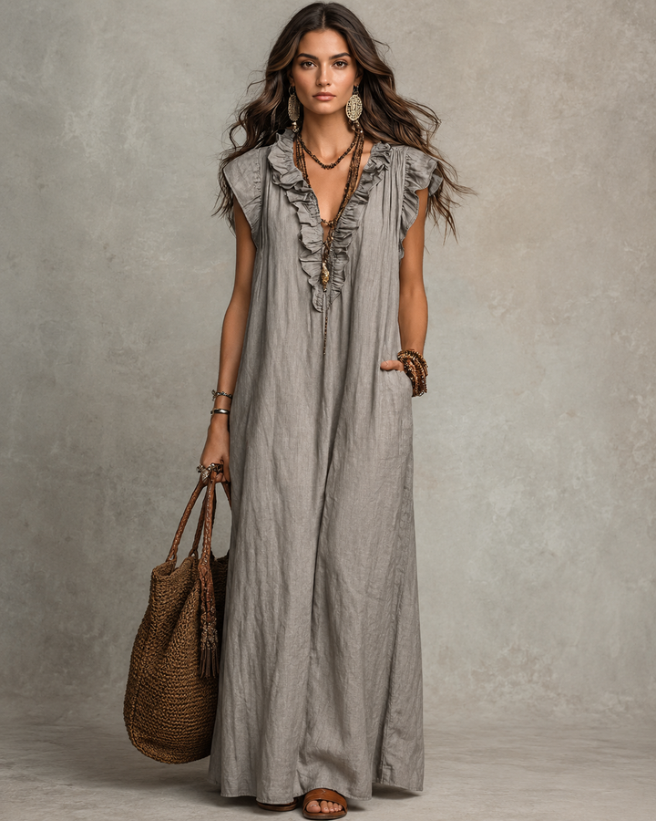 Juliette | Robe longue en mélange lin-coton
