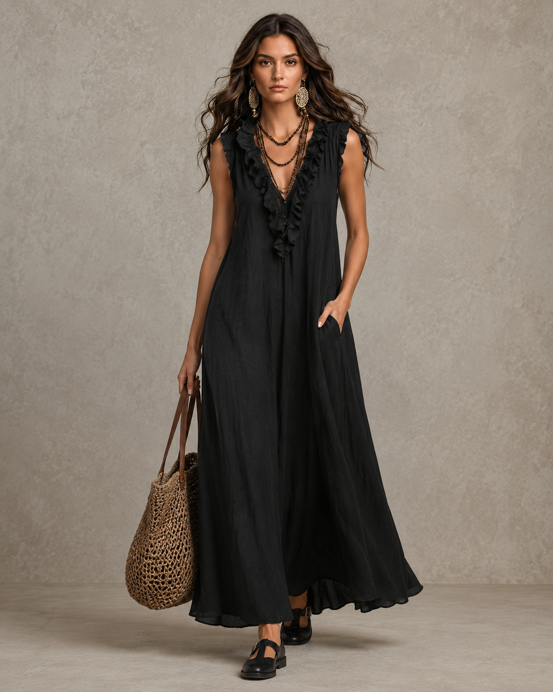 Juliette | Robe longue en mélange lin-coton