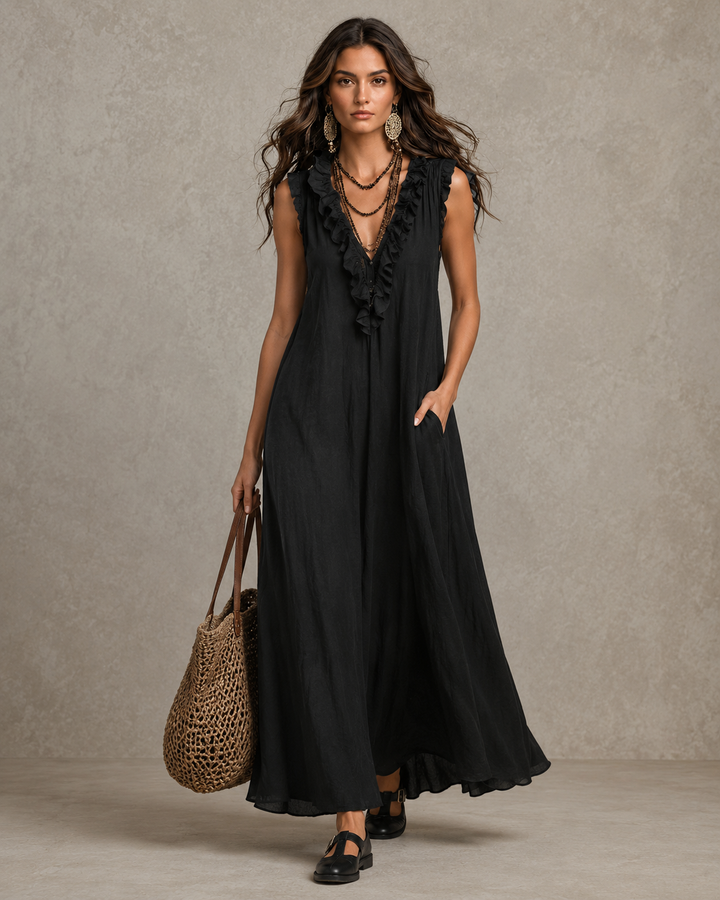 Juliette | Robe longue en mélange lin-coton