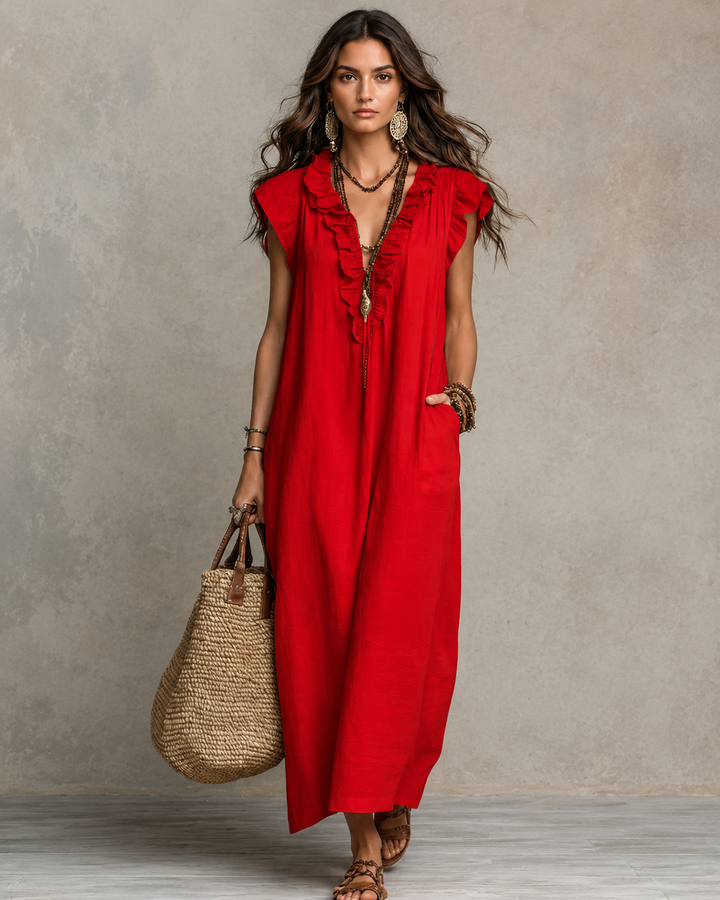 Juliette | Robe longue en mélange lin-coton