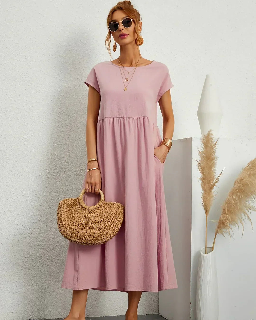 Amélie | Robe Légère En Coton Doux Avec Poches
