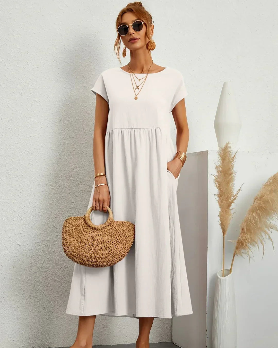 Amélie | Robe Légère En Coton Doux Avec Poches